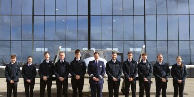 The first Speedbird trainees with Guy Bowen, Project Pilot, Pilot Recruitment at British Airways. Photo: Skyborne