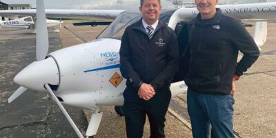 Fly electric: Synergy's Glen Heavens, left, with Adam Twidell of Future Flight