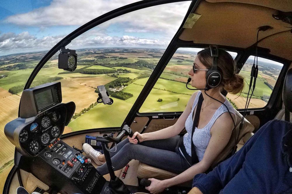 R44 helicopter flying